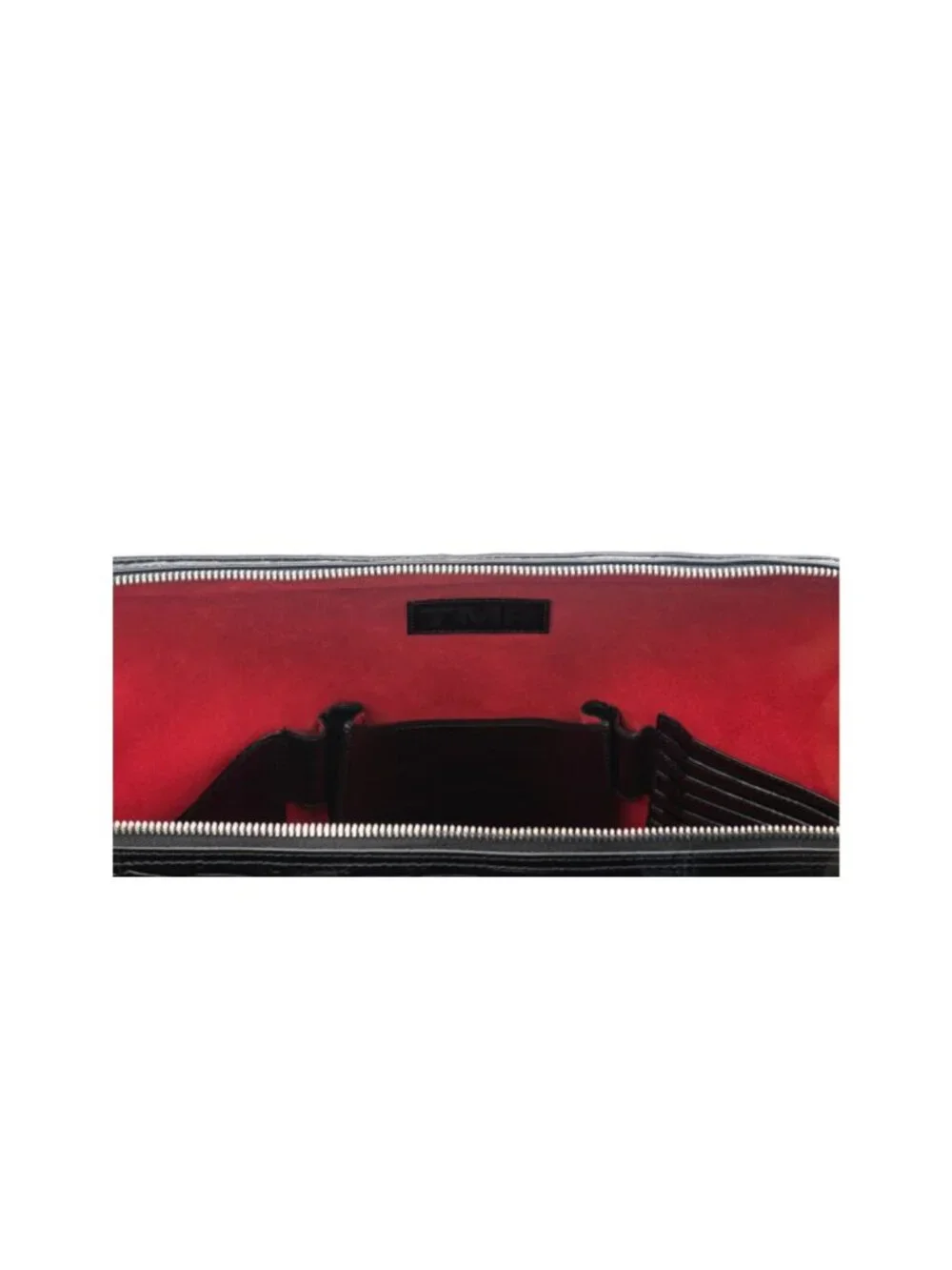 Unisex Black Embossed Croc Italian Leather Slim Laptop Bag Lebanese Designer NWT